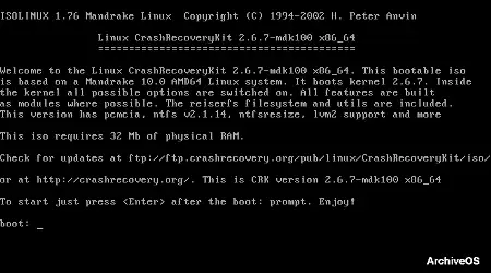 crash recovery kit for linux